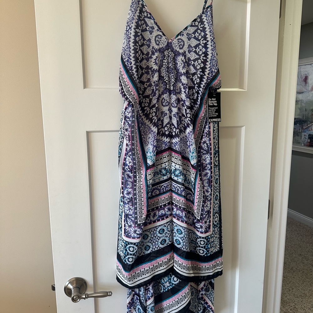 Express Women's Blue Patterned Dress. New with tags. Size S/P